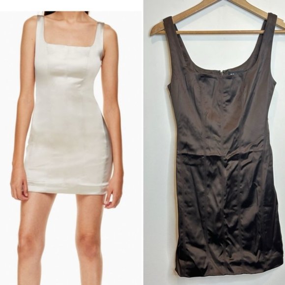 Aritzia Dresses & Skirts - Aritzia Ten by Babaton Premiere Satin Mini Dress Dark Brown